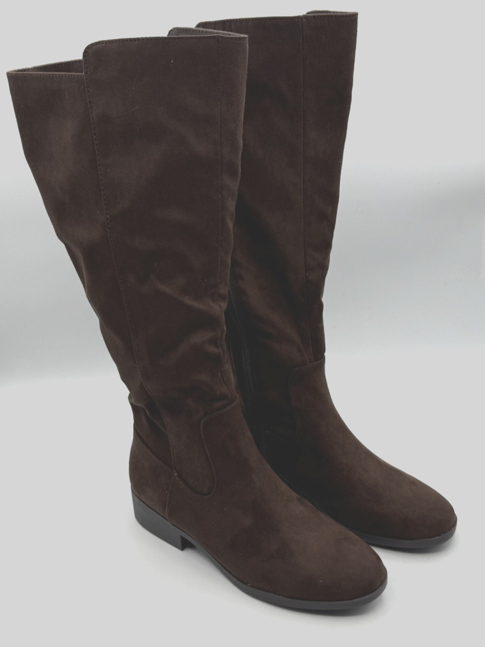 Style & Co Charmanee Boots Womens Brown Faux Suede Mid Calf Zip Size 5M, NIB